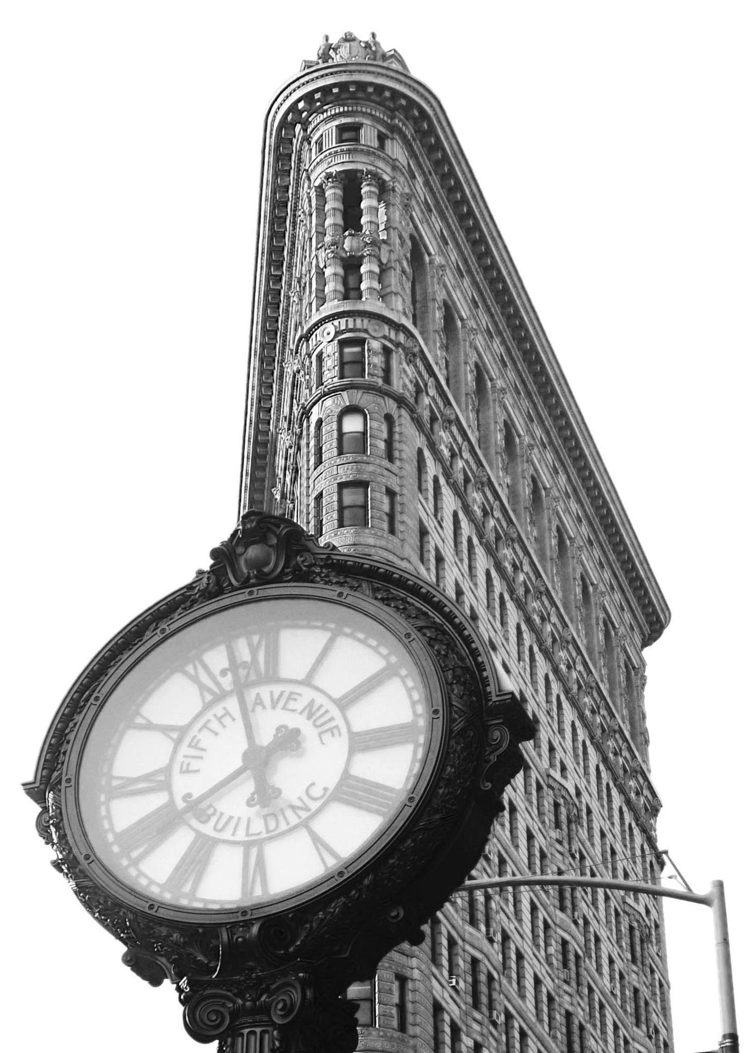 The Flatiron Building and Fifth Avenue Building clock, New York City